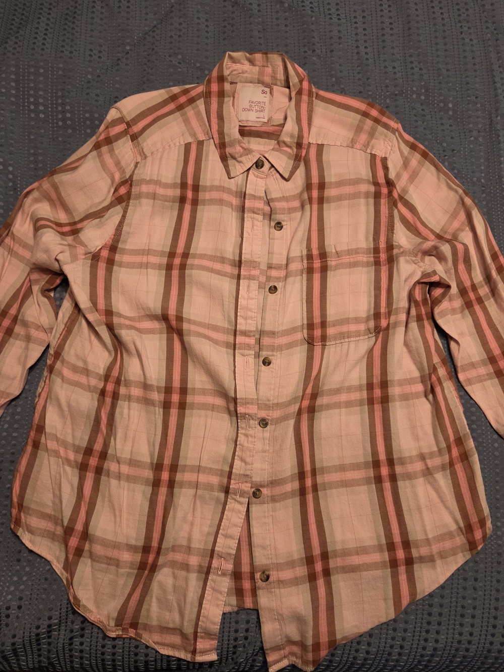 Women's Pink Plaid Button-Up Shirt